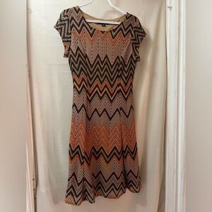⚫️ Sharagano size 6 chevron knit summer midi summer spring dress
